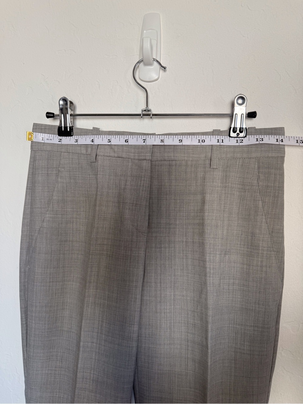 Theory Slim Straight Dress Trousers in Grey - Picture 6 of 9
